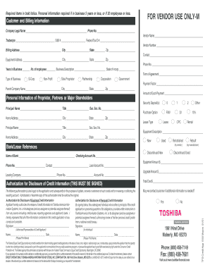 Toshiba Business Credit Application Form