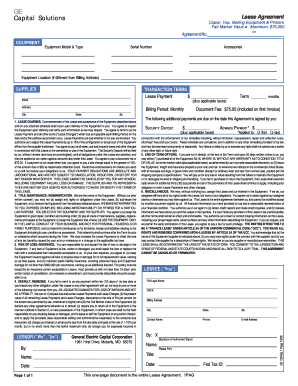 GE Capital Solutions Lease Agreement