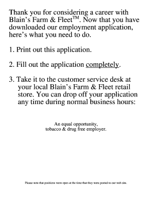Blain's Farm & Fleet Employment Application