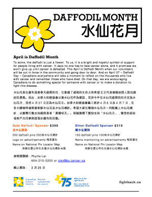 Canadian Cancer Society Daffodil Month Reply Form