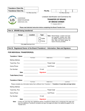 Alberta Transfer of Brand Form