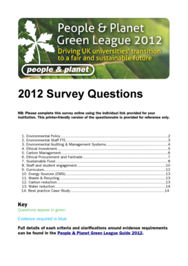 Green League Clarifications and answers to bb - People amp Planet