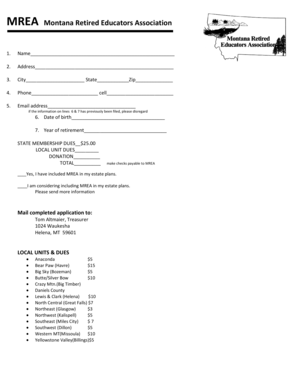 Montana Retired Educators Association Membership Form