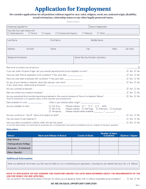 Employment Application Form