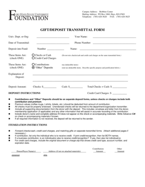 Gift Deposit Transmittal Form