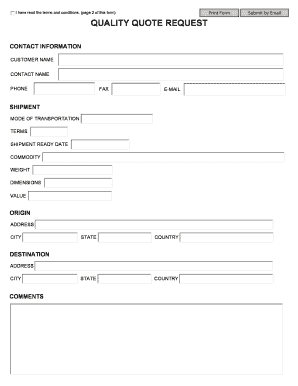 Quality Quote Request Form