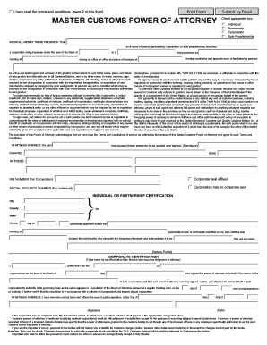 Master Customs Power of Attorney