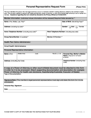 Personal Representative Request Form