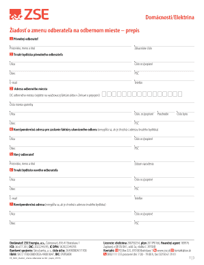 Slovak Electricity Consumer Change Request Form