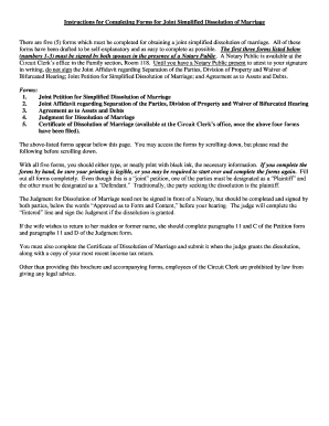 Joint Simplified Dissolution of Marriage Forms