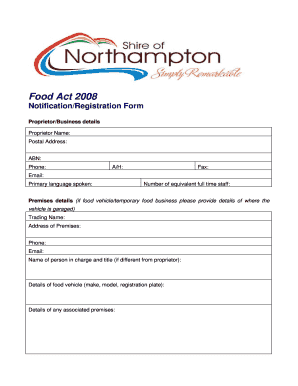 Food Act 2008 Notification/Registration Form