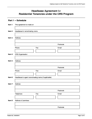 Headlease Agreement for Residential Tenancies under the CRS Program