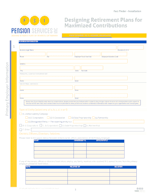 Fact Finder - Retirement Plan Installation Form