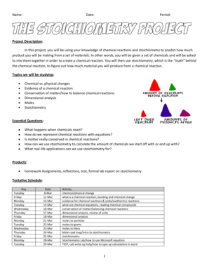Chemistry Stoichiometry Project