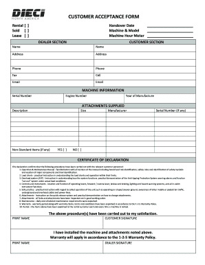Customer Acceptance Form