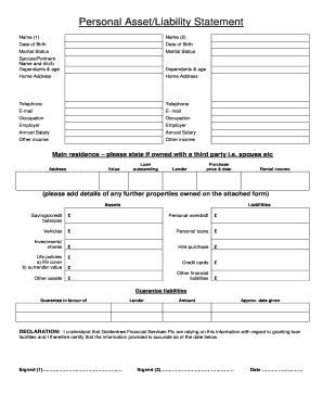 Personal Asset Liability Statement