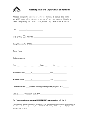 Washington State Business Event Registration Form