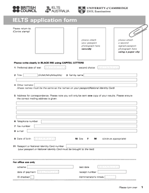 IELTS Application Form
