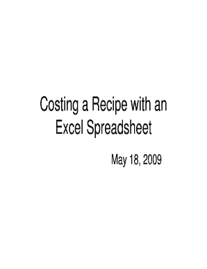 Recipe Costing Form
