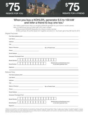Kohler Generator Rebate Form