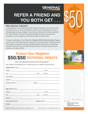 Generac Referral Rebate Form