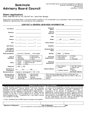 Client Application for Small Business Development Center