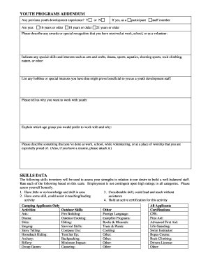YMCA Youth Program Application