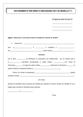 RAVVEDIMENTO PER ERRATA INDICAZIONE DATI SU MODELLO