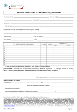 Modulo Vidimazione di Libri / Registri / Formulari