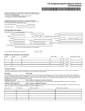 CZ Health Insurance Application Form