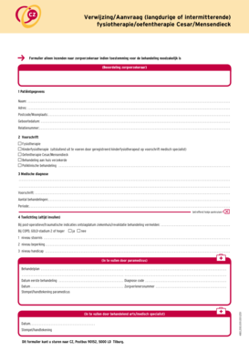 Verwijzing/Aanvraag fysiotherapie/oefentherapie Cesar/Mensendieck