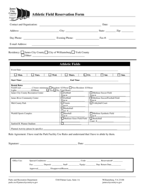 Athletic Field Reservation Form