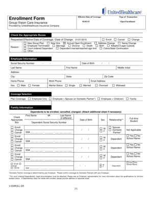Group Vision Care Insurance Enrollment Form