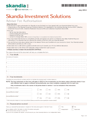 Skandia Adviser Fee Authorisation Form