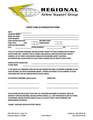Credit Card Authorization Form