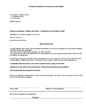 Declaration of Allowance Usage