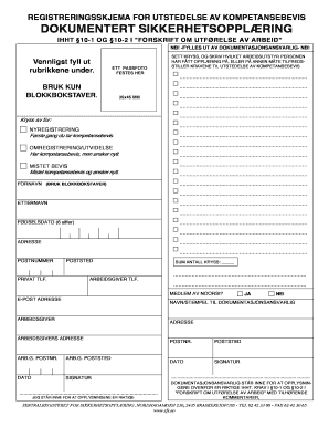 Norwegian Competence Certificate Registration Form