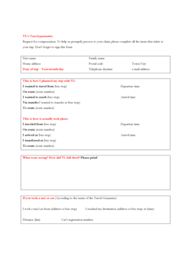 VL's Travel Compensation Claim Form