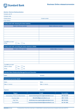 Standard Bank Online Release/Conversion Request