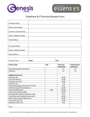 Telephone & IT Services Request Form