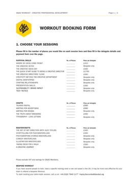 D&AD Workout Registration Form