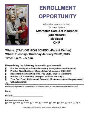Affordable Care Act Enrollment Form