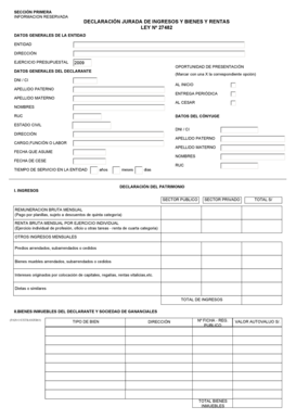 Declaración Jurada de Ingresos y Bienes y Rentas