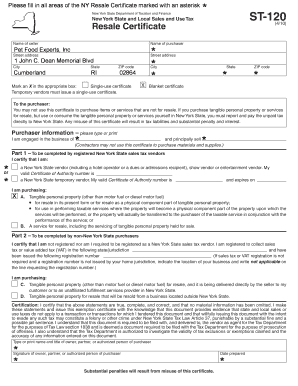 New York Resale Certificate ST-120