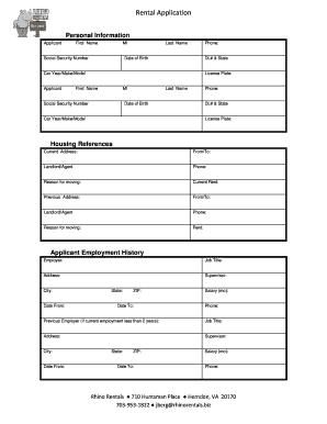 Rental Application Form