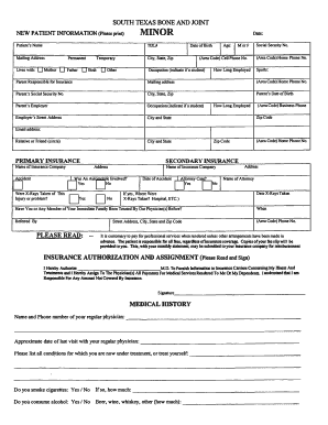 South Texas Bone and Joint New Patient Information Form