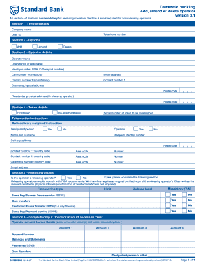 Standard Bank Operator Access Form