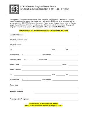 PTA Reflections Program Theme Submission Form