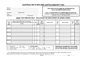 Australian Highland Cattle Registration Form