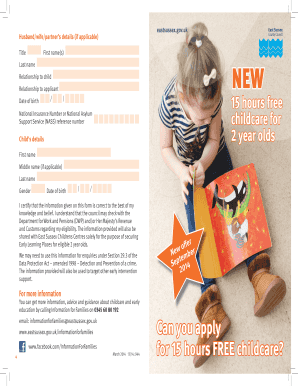 Application for 15 Hours Free Childcare for 2 Year Olds